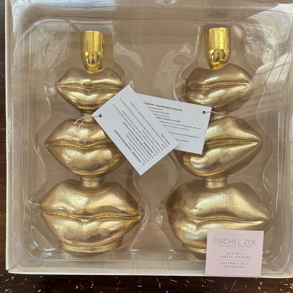 Rachel Zoe Metallic Gold Lip Candle Holders - Pair